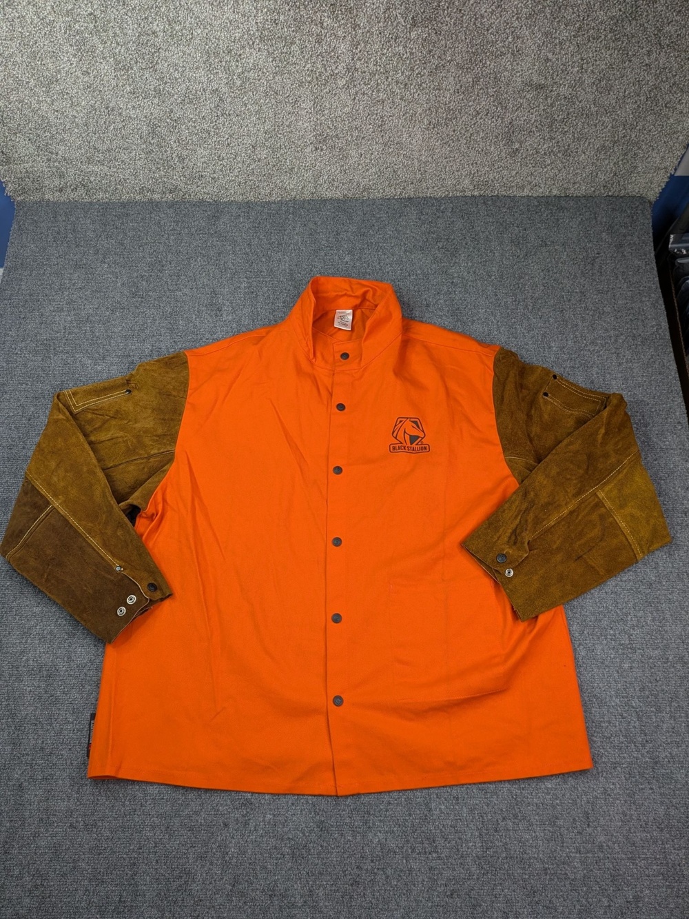 Black Stallion Welding Jacket Mens XXL Orange Hybrid Leather Sleeve FR F09-30C